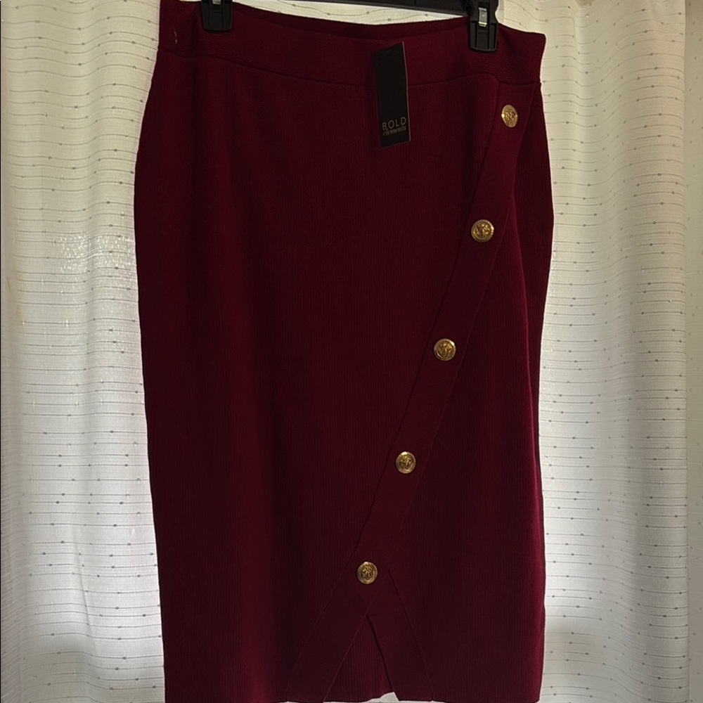 BOLD elements Red Asymmetrical Pencil Skirt